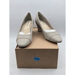 Easy Street Fabulous Faux Leather Gray Slip On Pumps Mid Heels Shoes Size 11 M‎
